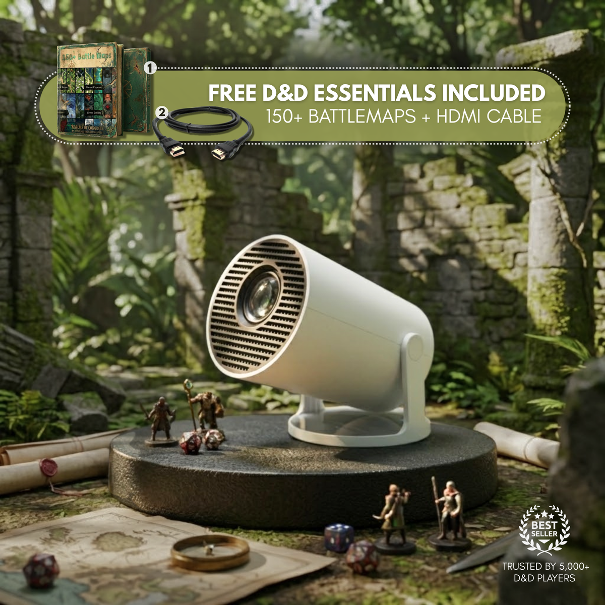 Cozytime™ TTRPG Projector – D&D, Pathfinder & RPG Battle Maps