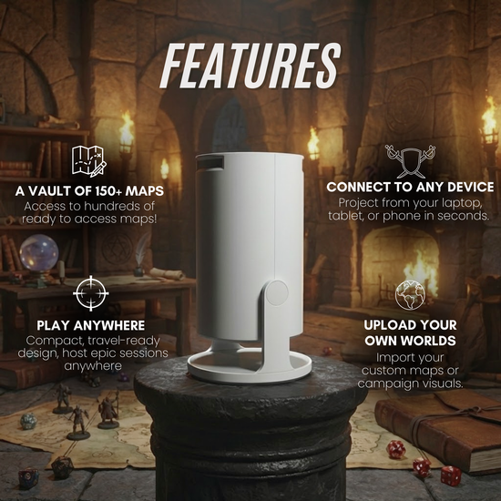 Cozytime™ TTRPG Projector – D&D, Pathfinder & RPG Battle Maps